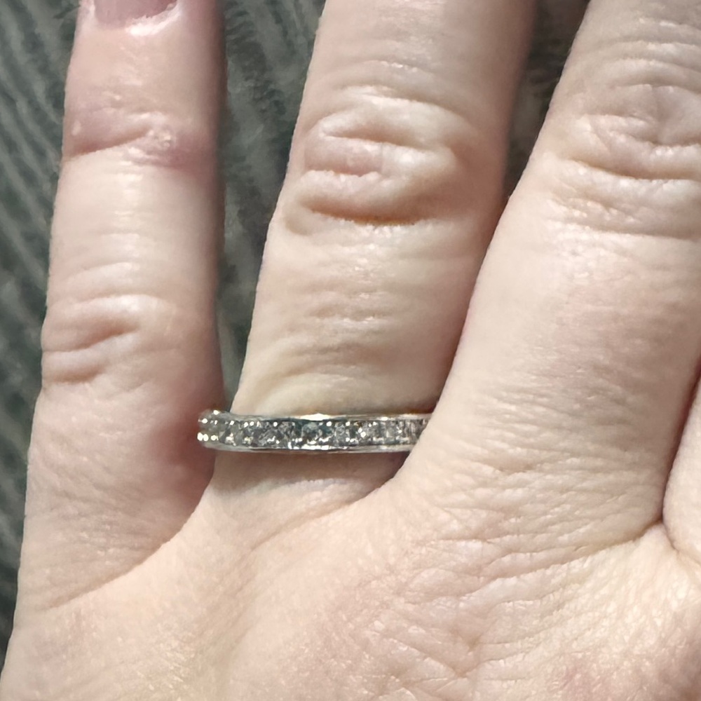 925 Sterling Silver Band Ring with Cubic Zirconia